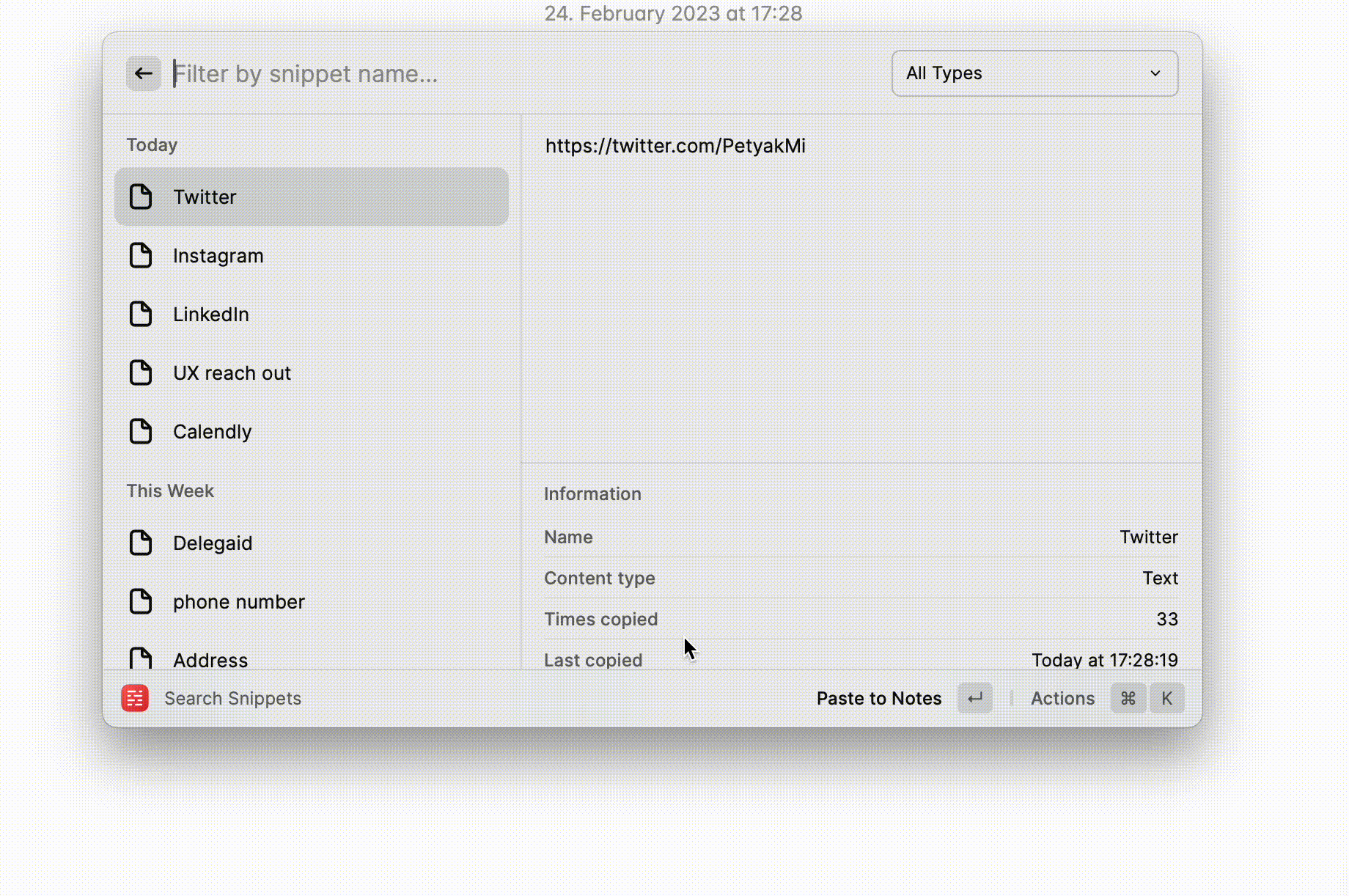 Snippets with Raycast